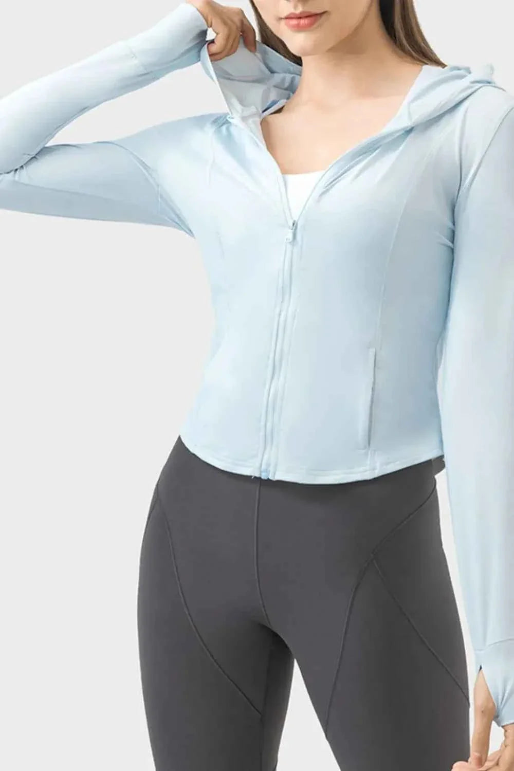 Millennia Pocketed Zip Up Hooded Activewear Hoodie