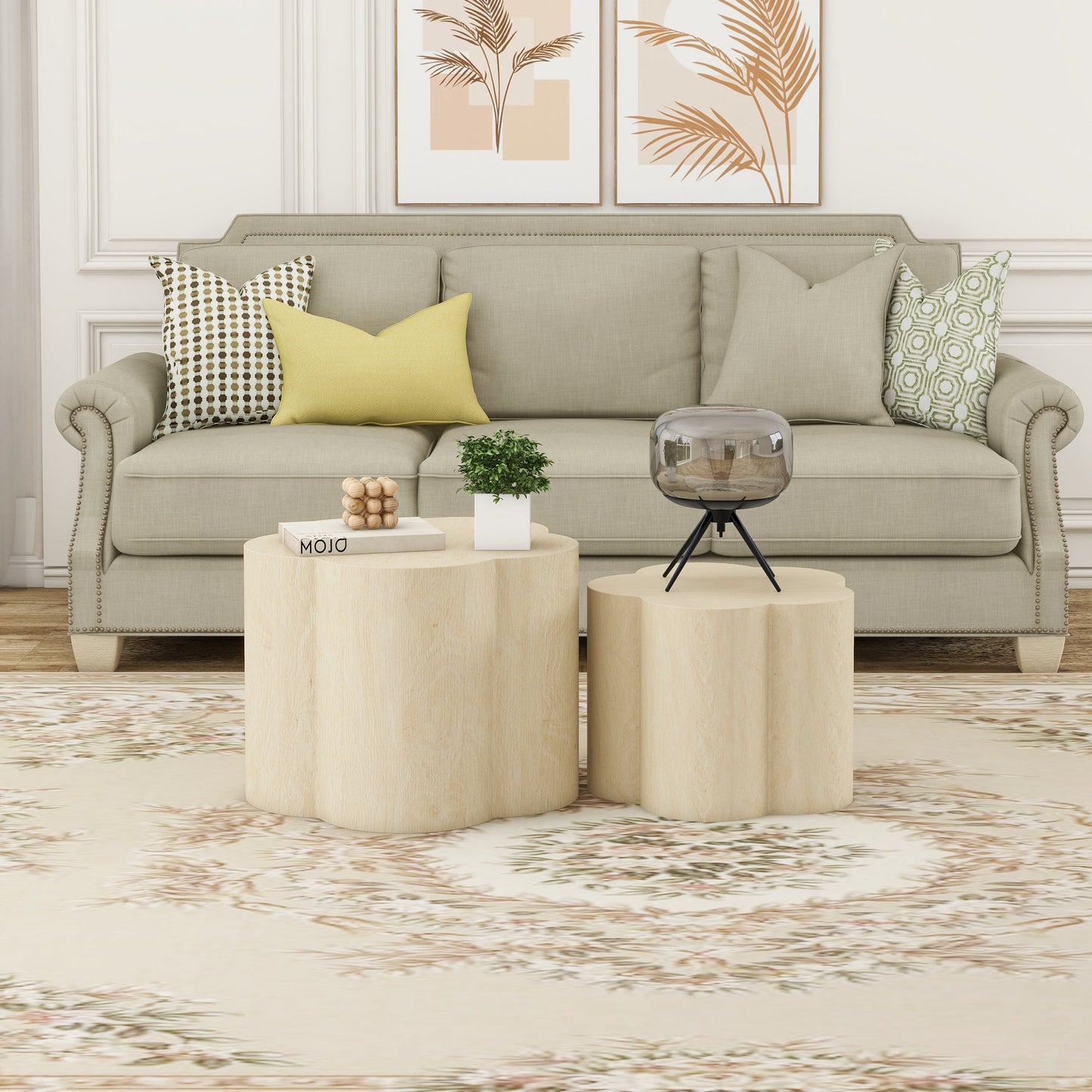 Coffee Table Set of 2, Cloud Coffee Table ,Nesting Coffee Table,End table, Sidetable for Living room ,Bedroom,Office ,Balcony - Korvel