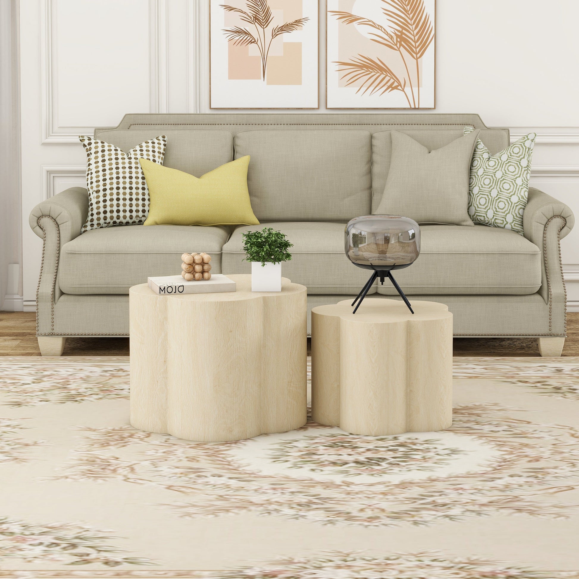 Coffee Table Set of 2, Cloud Coffee Table ,Nesting Coffee Table,End table, Sidetable for Living room ,Bedroom,Office ,Balcony - Korvel