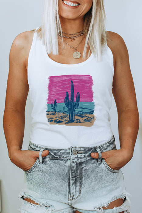Cactus Sunset Racerback Tank Top