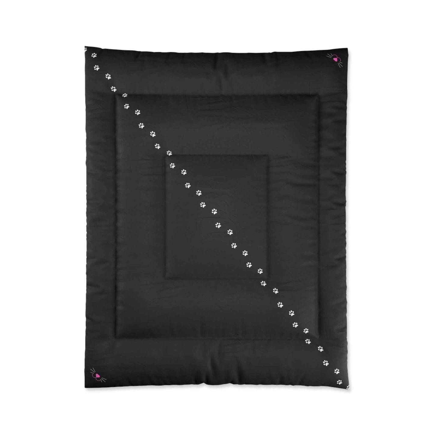 Black Pawprint Path Cat Lover Comforter