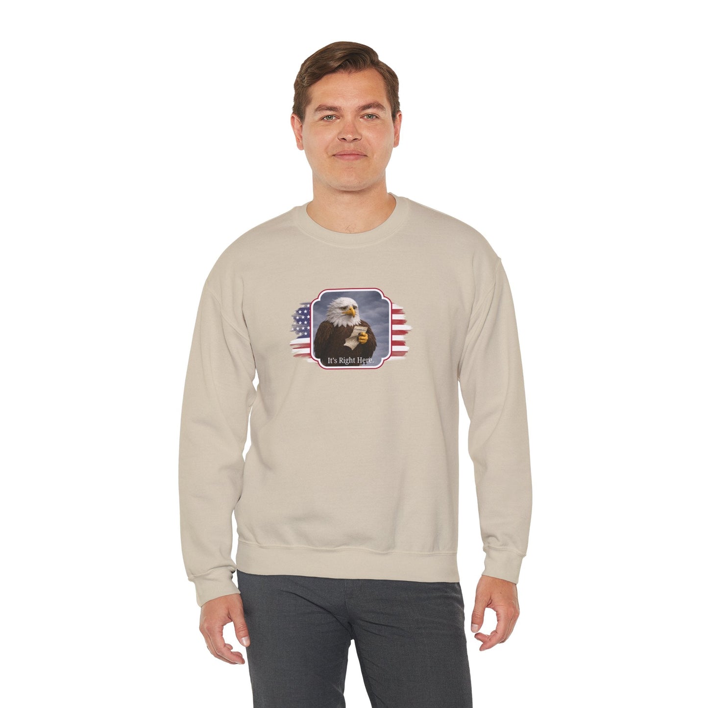 It's Right Here Political Parody Crewneck Sweatshirt