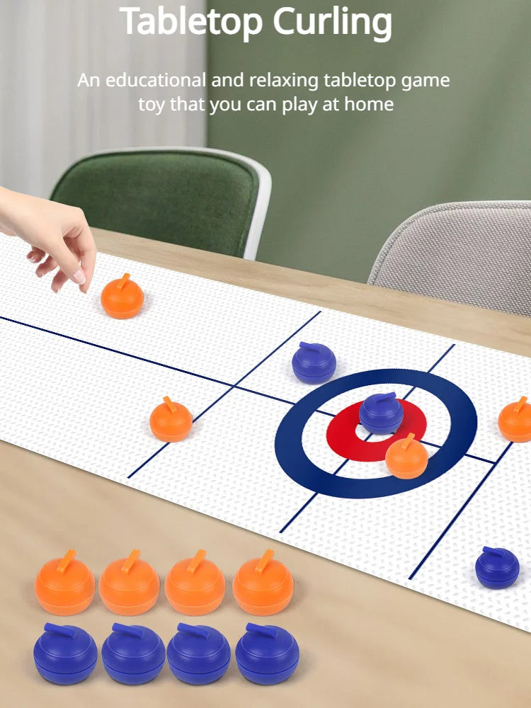 Tabletop Curling Game Set Mini Shuffleboard Fun Board Games for Adults Kids Families Gifts Shuffleboard Curling Accessories - Korvel