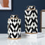 Geometric Black and White Striped Storage Jar Household Ceramic Candy Sealed Jar Vase Sundries Container Home Decoration - Korvel