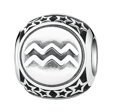 BAMOER 925 Sterling Silver Aquarius Star Sign Zodiac Beads Charms fit Bracelets PSC048 - Korvel