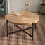 33"Modern Thread Design Round Coffee Table MDF Table Top with Cross Legs Metal Base - Korvel