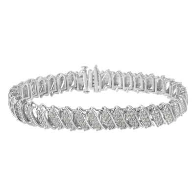 Bracelet de tennis en argent sterling .925 avec diamants de 3,0 cttw en plusieurs rangées