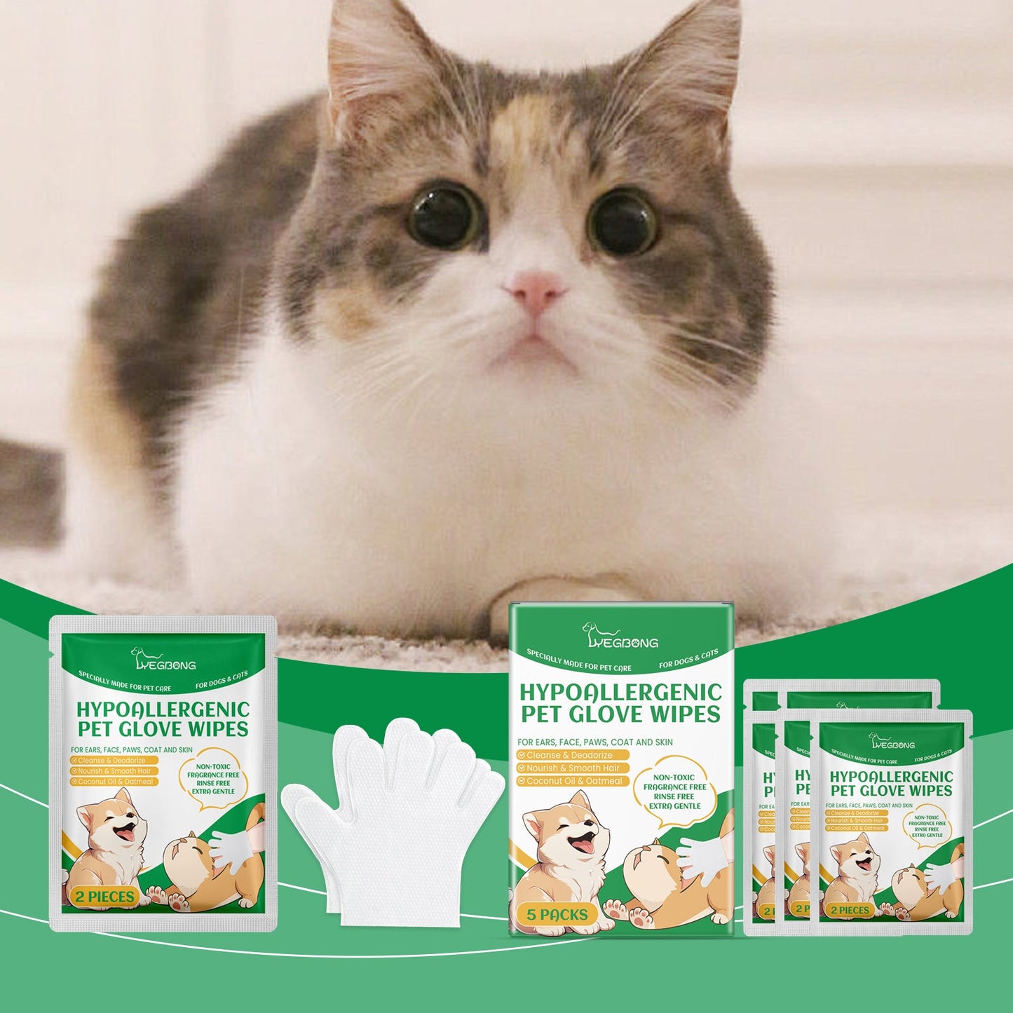 Pet Disposable Cleaning Gloves Dog Cat Hair And Skin Gentle Cleaning Care Gloves - Korvel