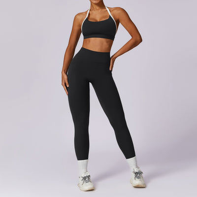 Color Blocked Back Yoga Suit Set for Women