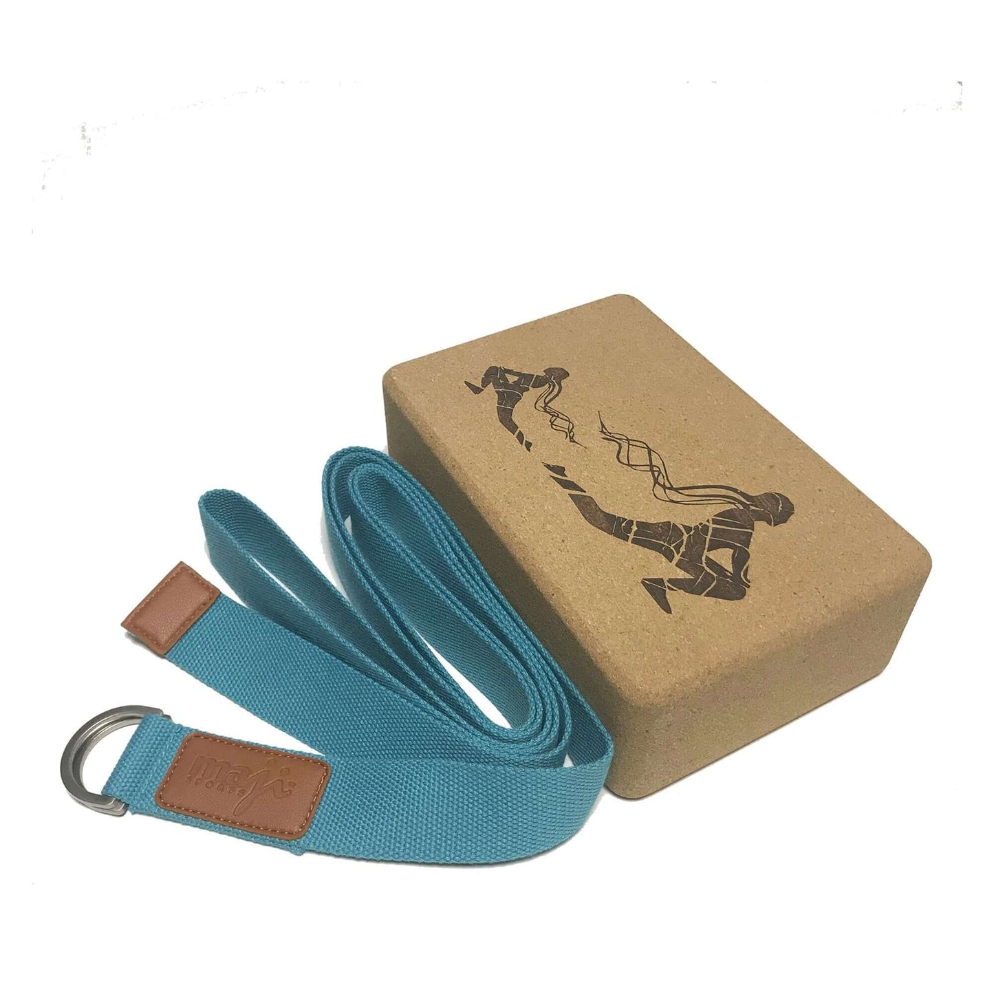 Laser Engraved Cork Yoga Block & Strap Set