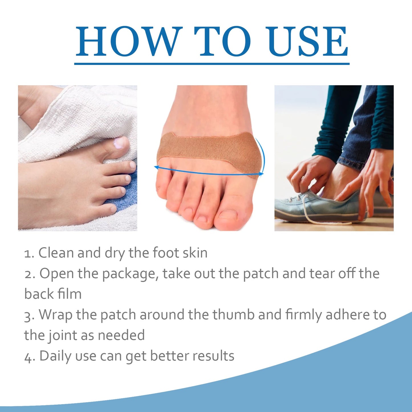Thumb Toe Correction Patch, Big Toe Valgus Toe Swelling Correction Joint Pain Care Patch - Korvel