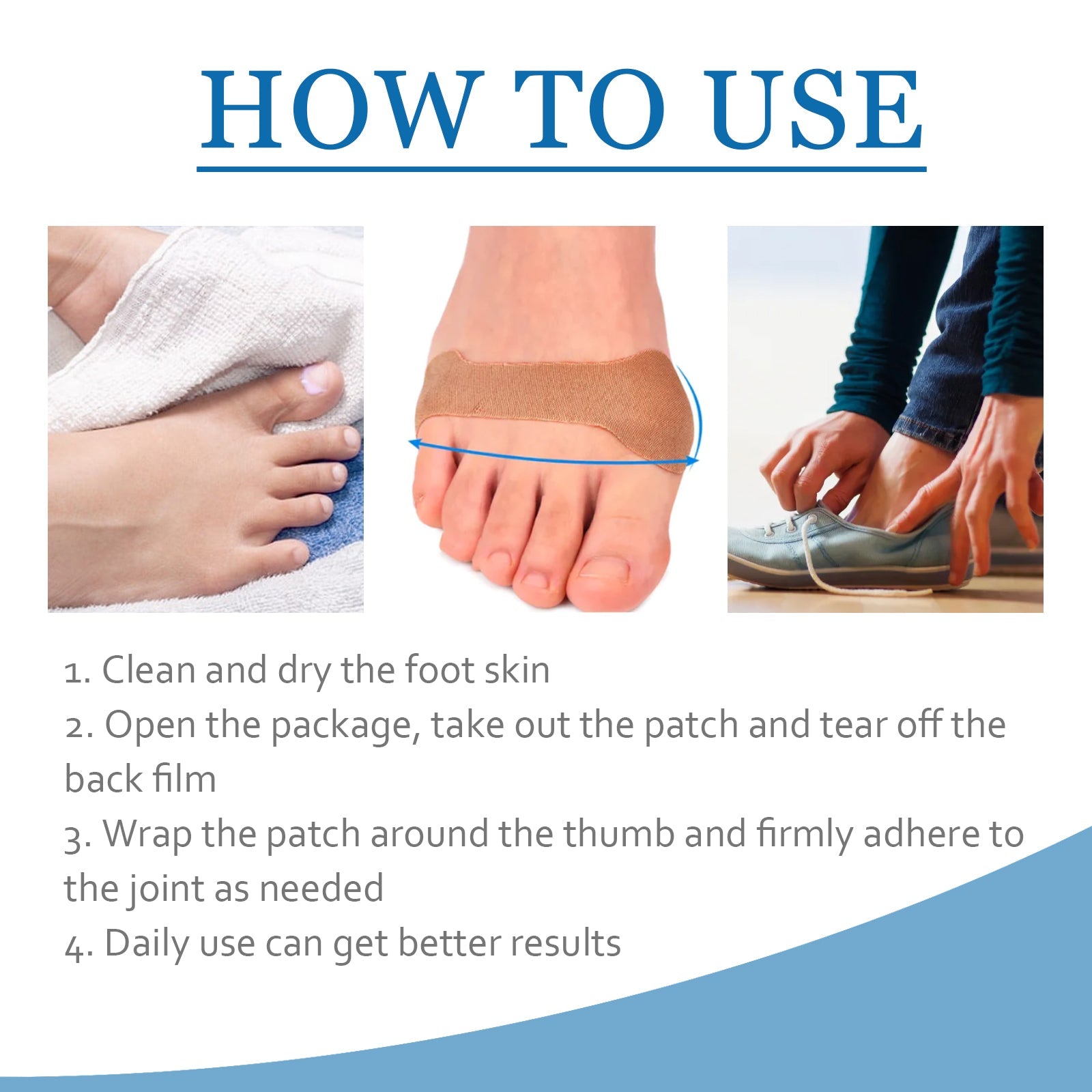 Thumb Toe Correction Patch, Big Toe Valgus Toe Swelling Correction Joint Pain Care Patch - Korvel