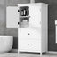 Bathroom Storage Cabinet, Cabinet with Two Doors and Drawers, Adjustable Shelf, MDF Board, White - Korvel