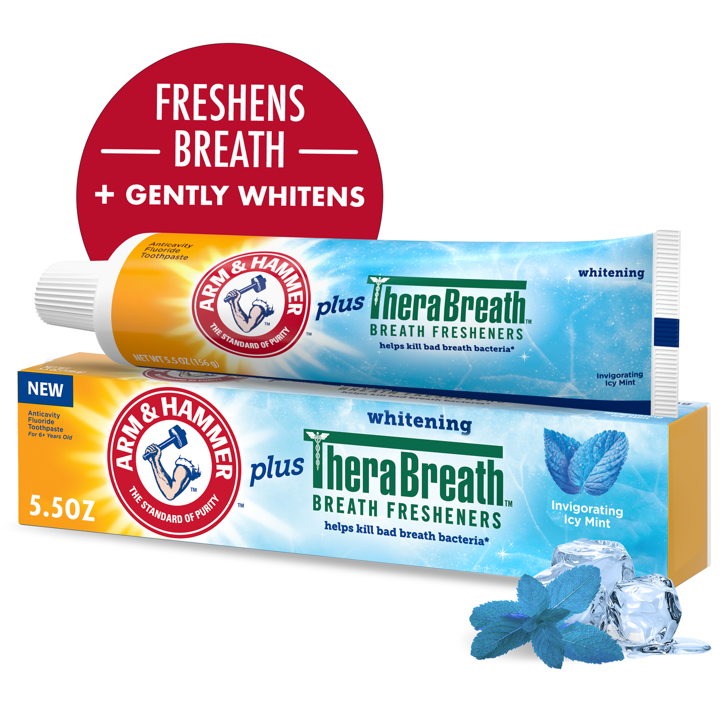Pasta de dientes Arm & Hammer Plus TheraBreath - Menta Helada, 5.5 oz