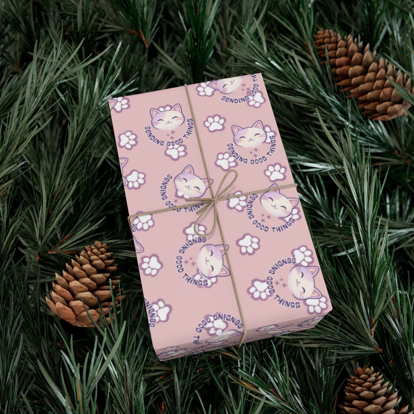 Smiling Cat Pattern Gift Wrap - All-Purpose Wrapping Paper