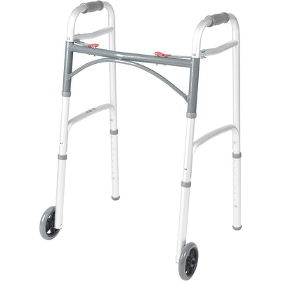 Andador Plegable de 2 Botones con Ruedas de Drive Medical