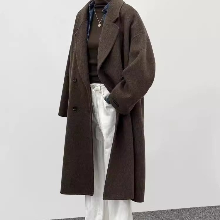 Premium Korean-Style Loose Mid-Length Wool Coat