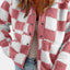 Chaqueta de Teddy de Manga Larga con Botones y Diseño a Cuadros Elegante