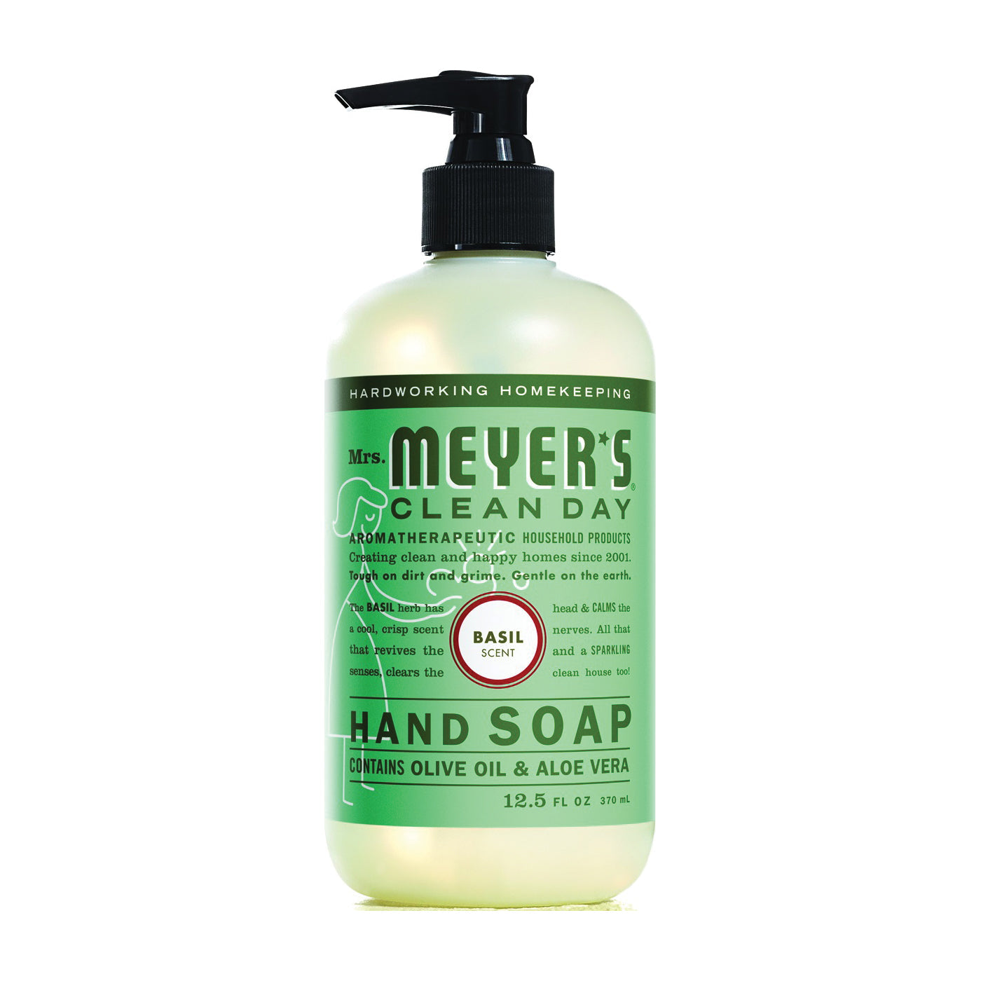 Jabón de Manos Líquido Mrs. Meyer's Clean Day, Aroma a Albahaca - 12.5 Fl Oz