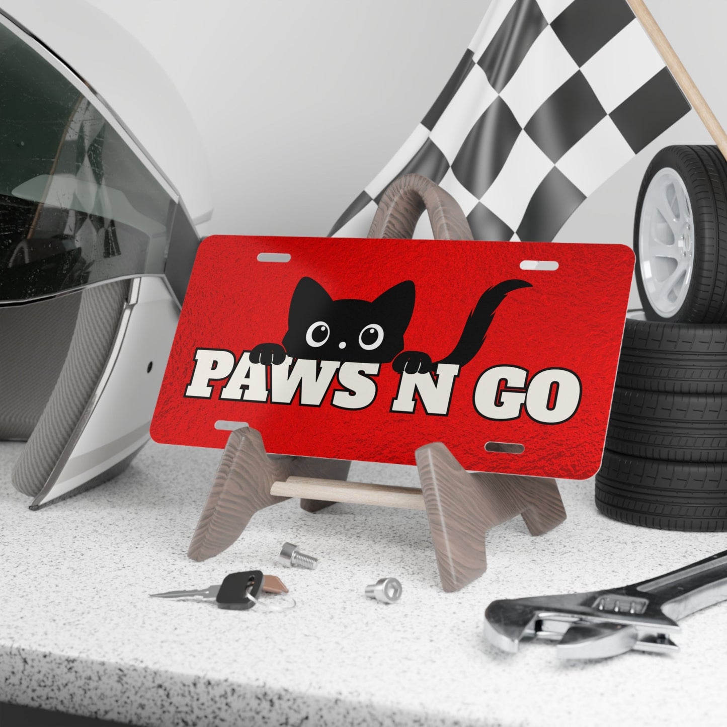 PAWS ’N GO Cat Vanity Plate – Playful Front License Decor
