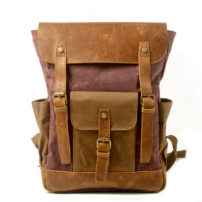 Premium Canvas Crazy Horse Leather Laptop Backpack