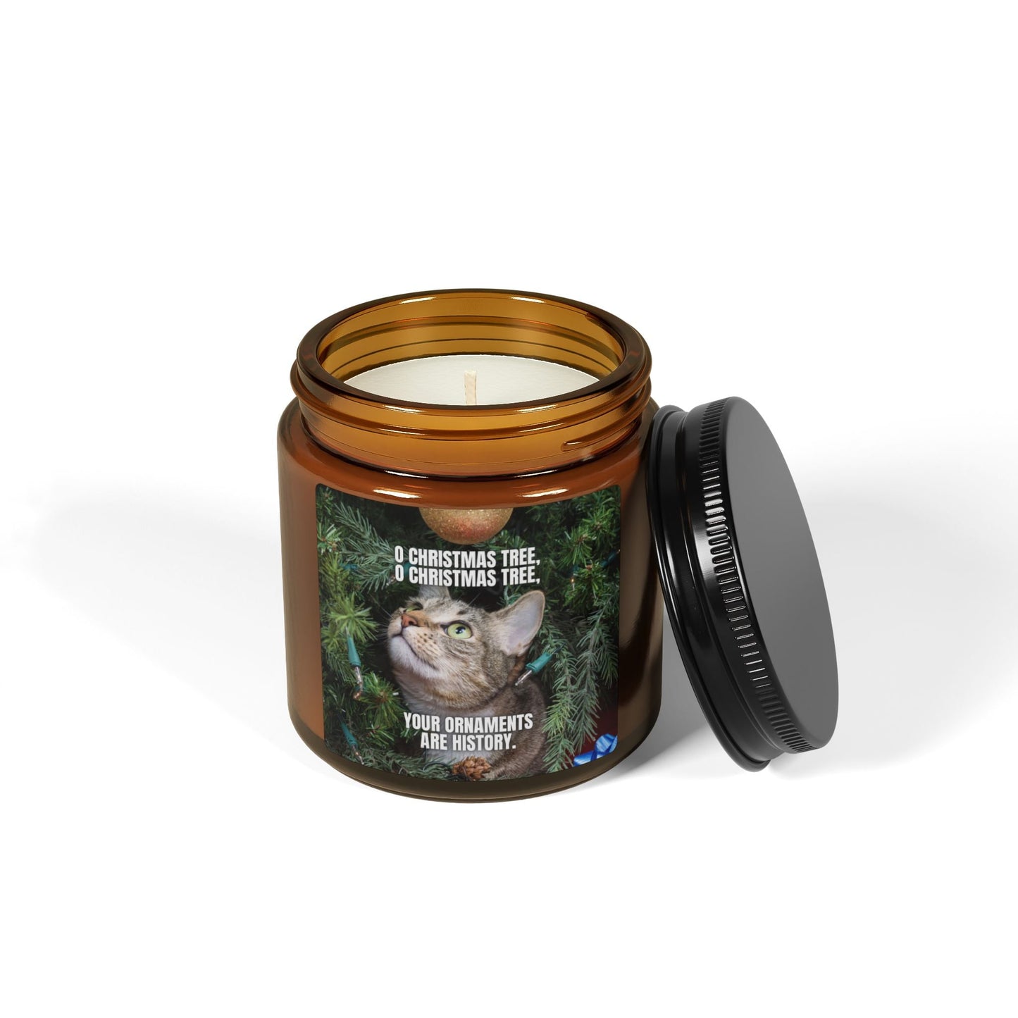 O Christmas Tree Scented Soy Candle - Amber Jar