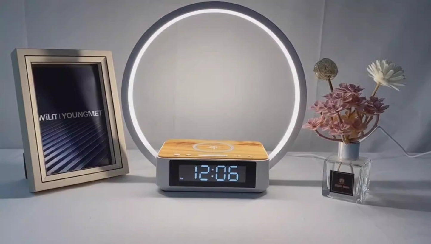 Lampe de chevet sans fil rechargeable de luxe léger avec réveil