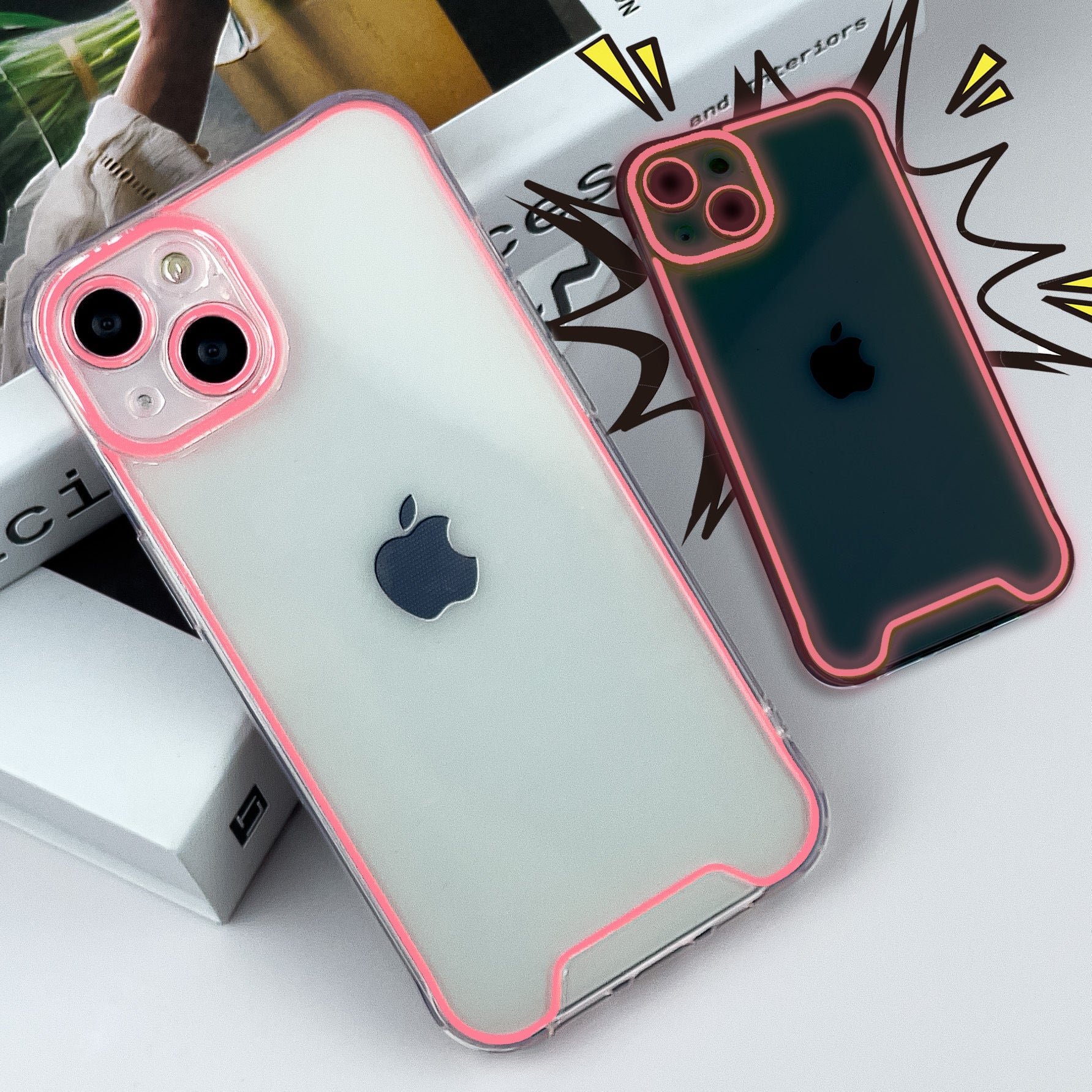 Suitable for iPhone 15 Promax luminous phone case Apple 13/12 transparent material silicone protective case - Korvel