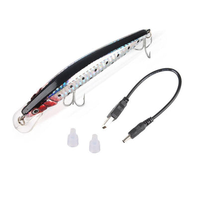 Twitching Fishing Lures Bait Electric Life-like vibrate fishing Lures USB Rechargeable Flashing LED light - Korvel