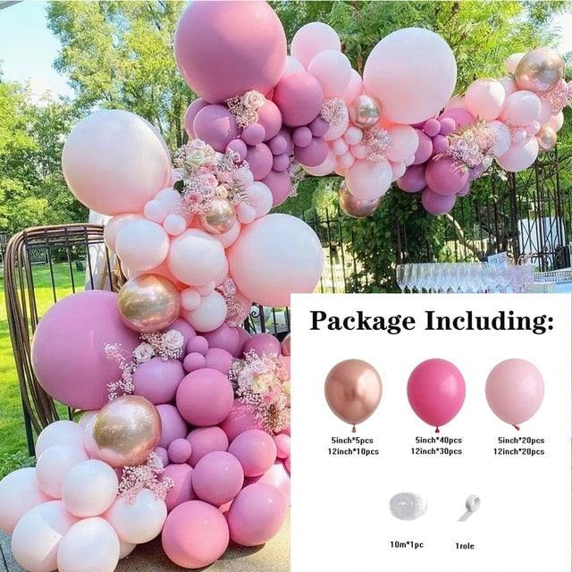 119 Pcs Peach Pink Rose Gold Latex Balloons for Celebrations