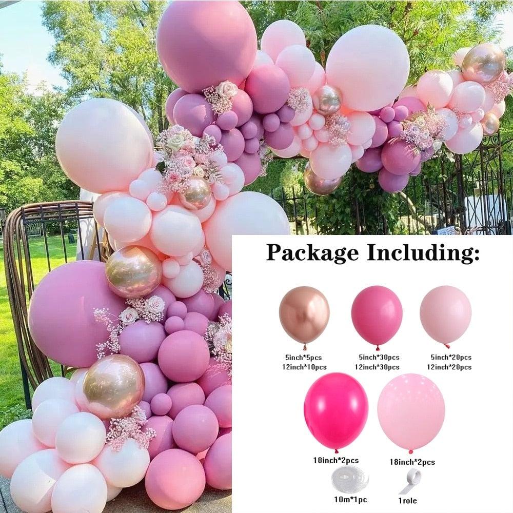 119 Pcs Peach Pink Rose Gold Latex Balloons for Celebrations