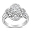 14K White Gold Diamond Floral Cluster Quatrefoil Ring - Size 6.75