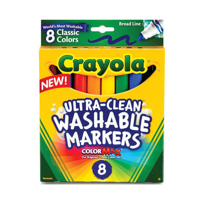 Crayola Washable Broad Line Markers, Classic Colors, 8 ct