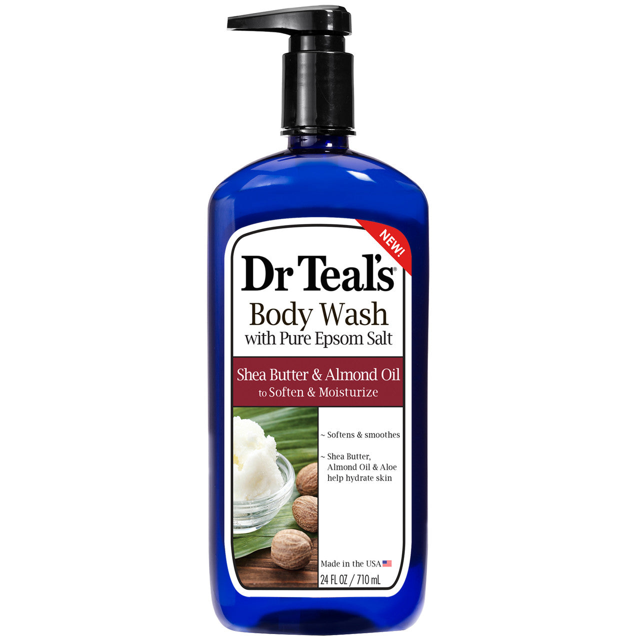 Gel de baño de sal de Epsom de Dr Teal con manteca de karité y aceite de almendra - 24 oz con bomba