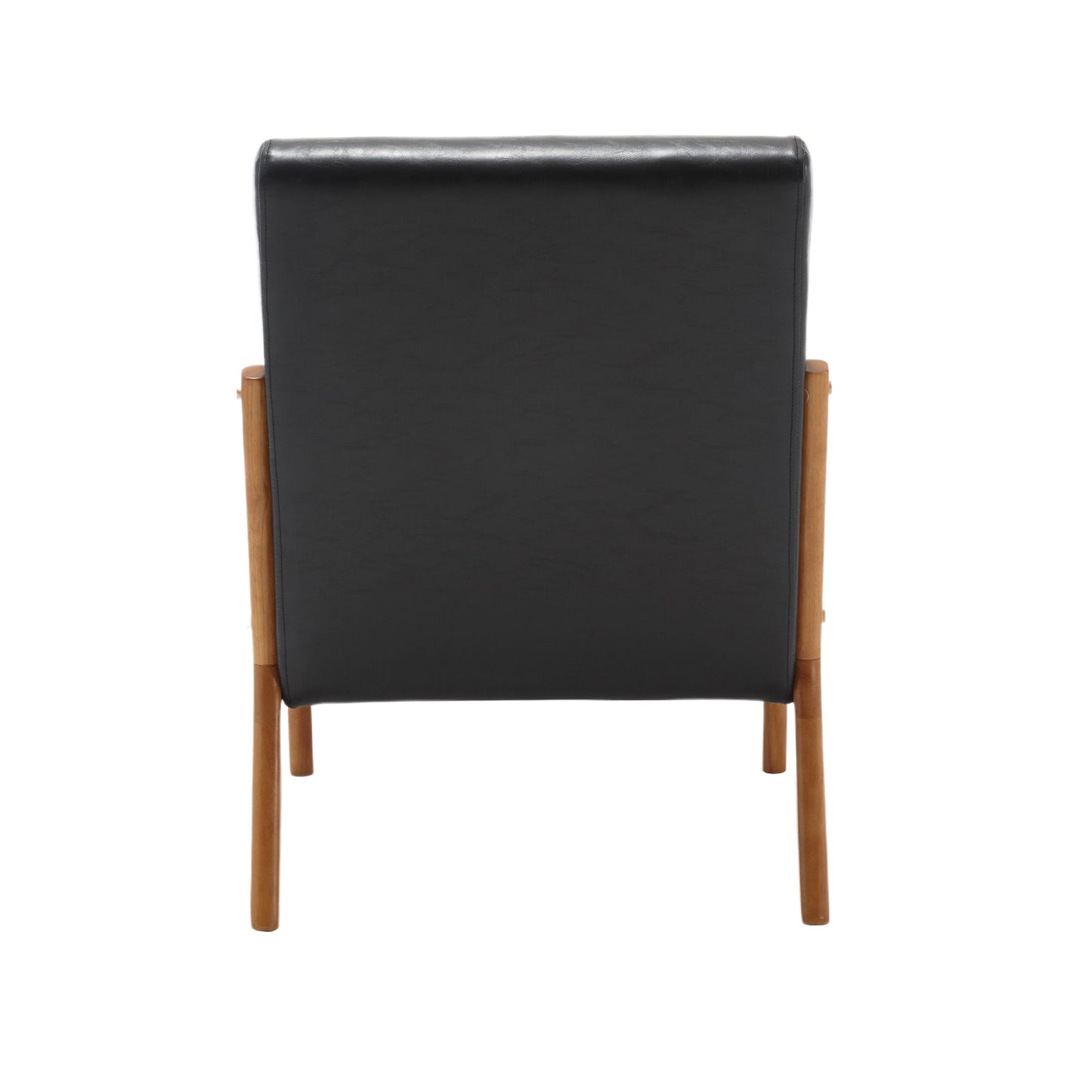 COOLMORE modern style chair, solid wood cushion lounge armchair with a pillow (black PU) - Korvel
