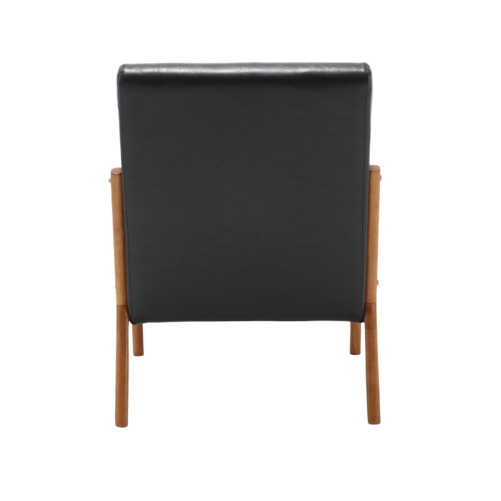 COOLMORE modern style chair, solid wood cushion lounge armchair with a pillow (black PU) - Korvel
