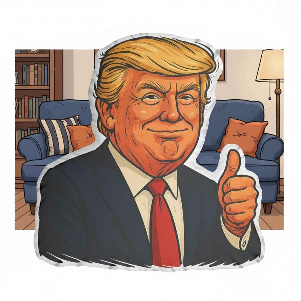 Thumbs-Up Caricature Pillow — A Playful Accent