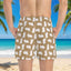 Shorts de bain Laid-Back Cat Chaos – Imprimé ton sable