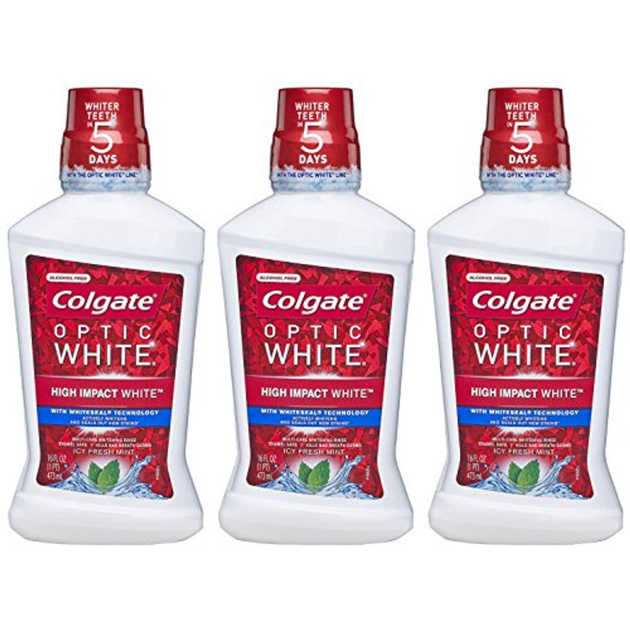 Bain de bouche Colgate Optic White, menthe glaciale, 16 oz