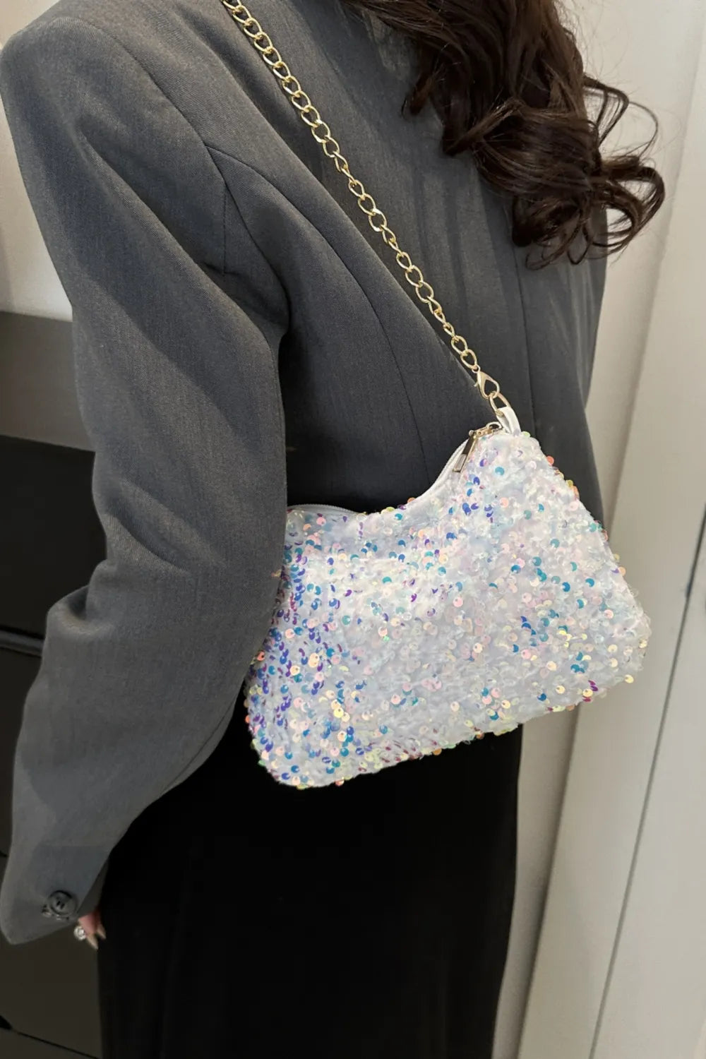 Sequin Removable Strap Shoulder Bag - Korvel