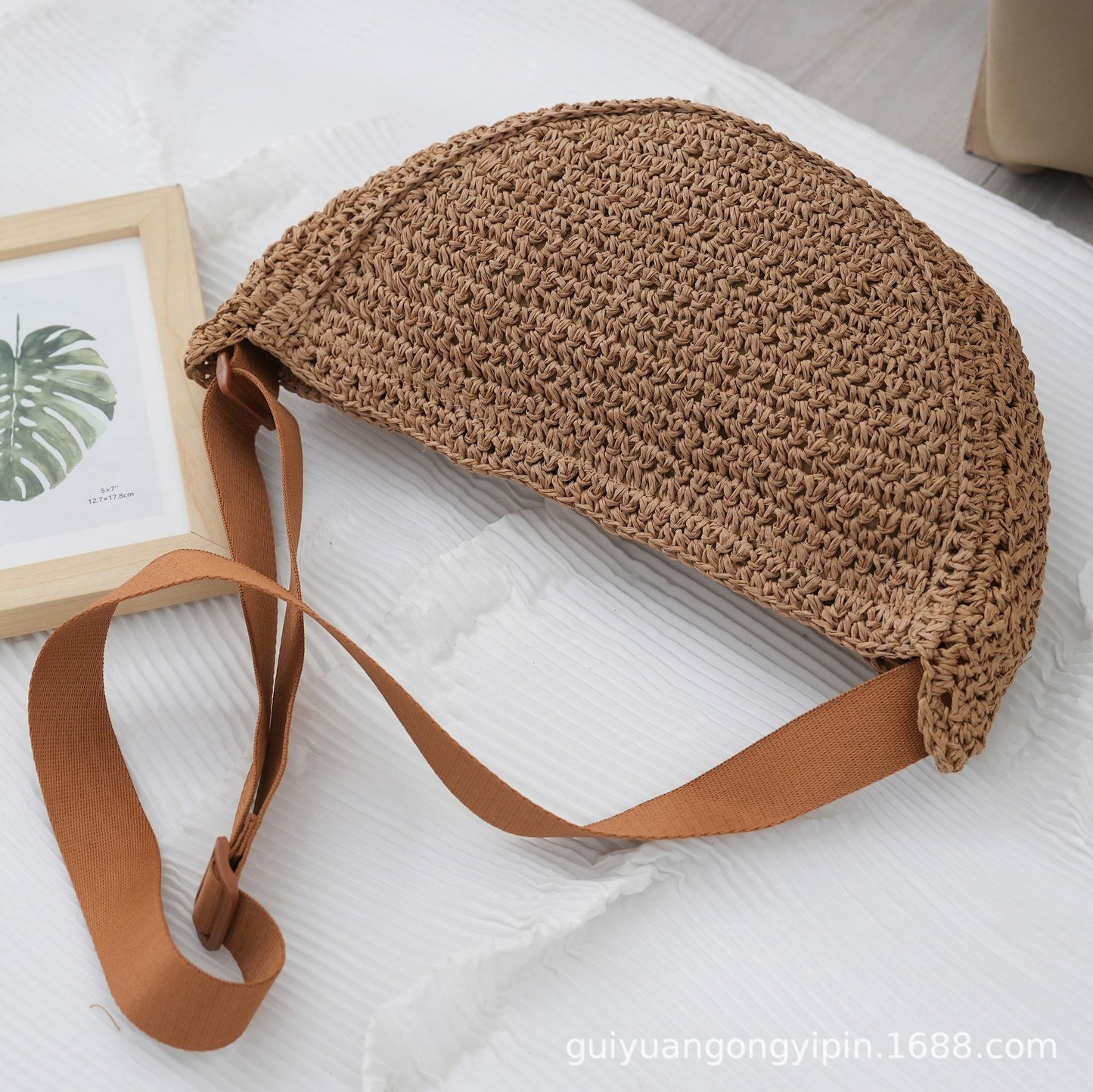 Bolso de mano de mimbre tipo dumpling para mujer