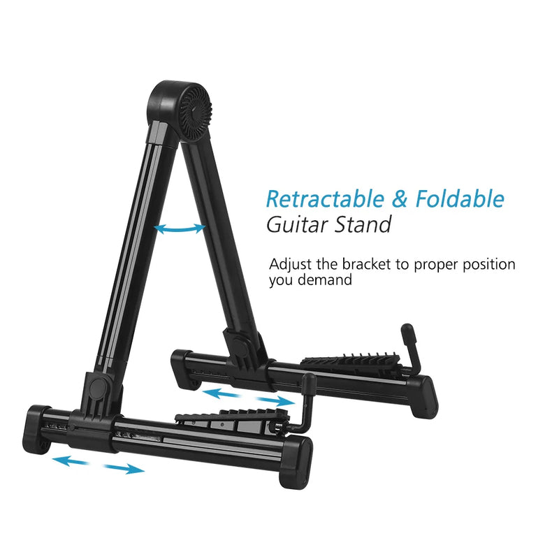 Professional Electric Guitar Stand Universal Folding Electric Acoustic Bass Stand A-Frame Musical Rack Holder Guitar Accessories - Korvel