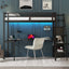 Full Size Loft Bed with L-shaped Desk and USB - Black
