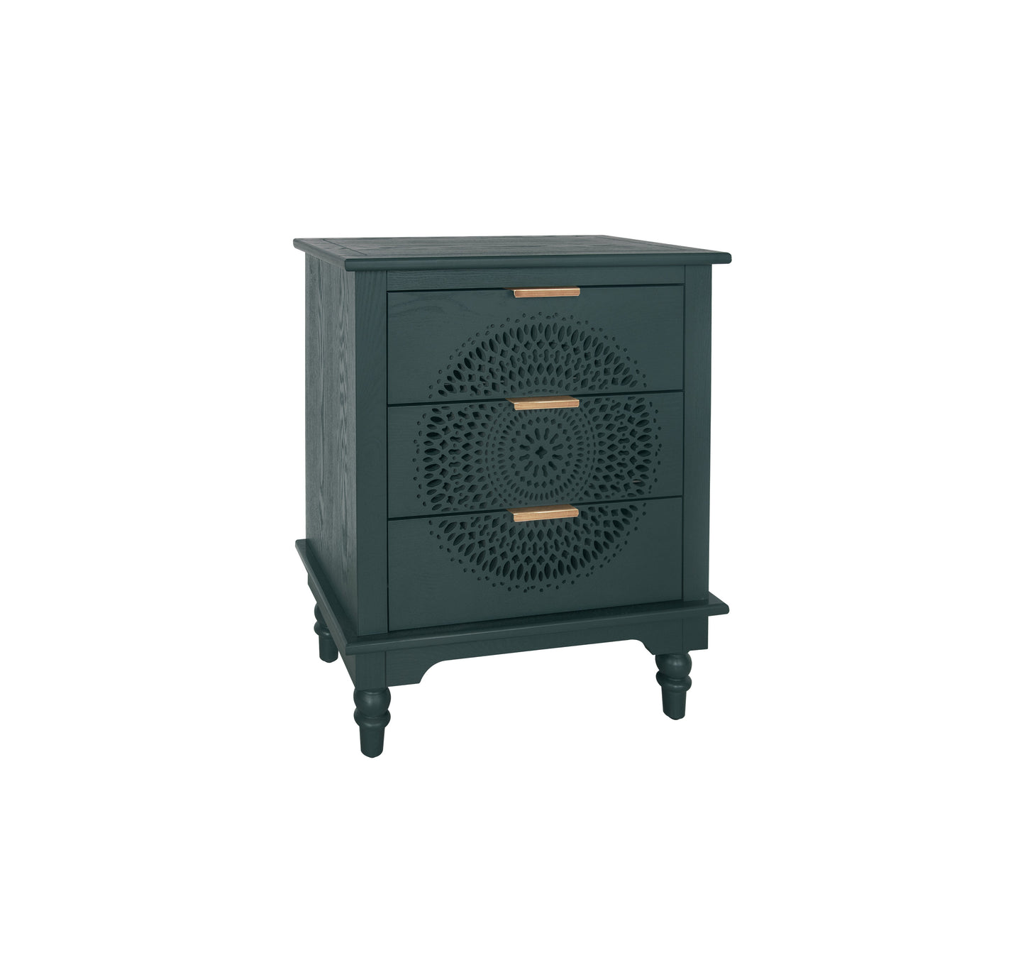 Commode de rangement à 3 tiroirs en bois creusé
