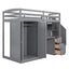 Cama loft tamaño twin con armario y almacenamiento en gris