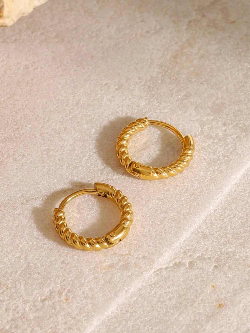 18K Gold-Plated Stainless Steel Huggie Earrings - Korvel