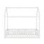 Twin Size Wood House Bed with Fence and Door, White - Korvel
