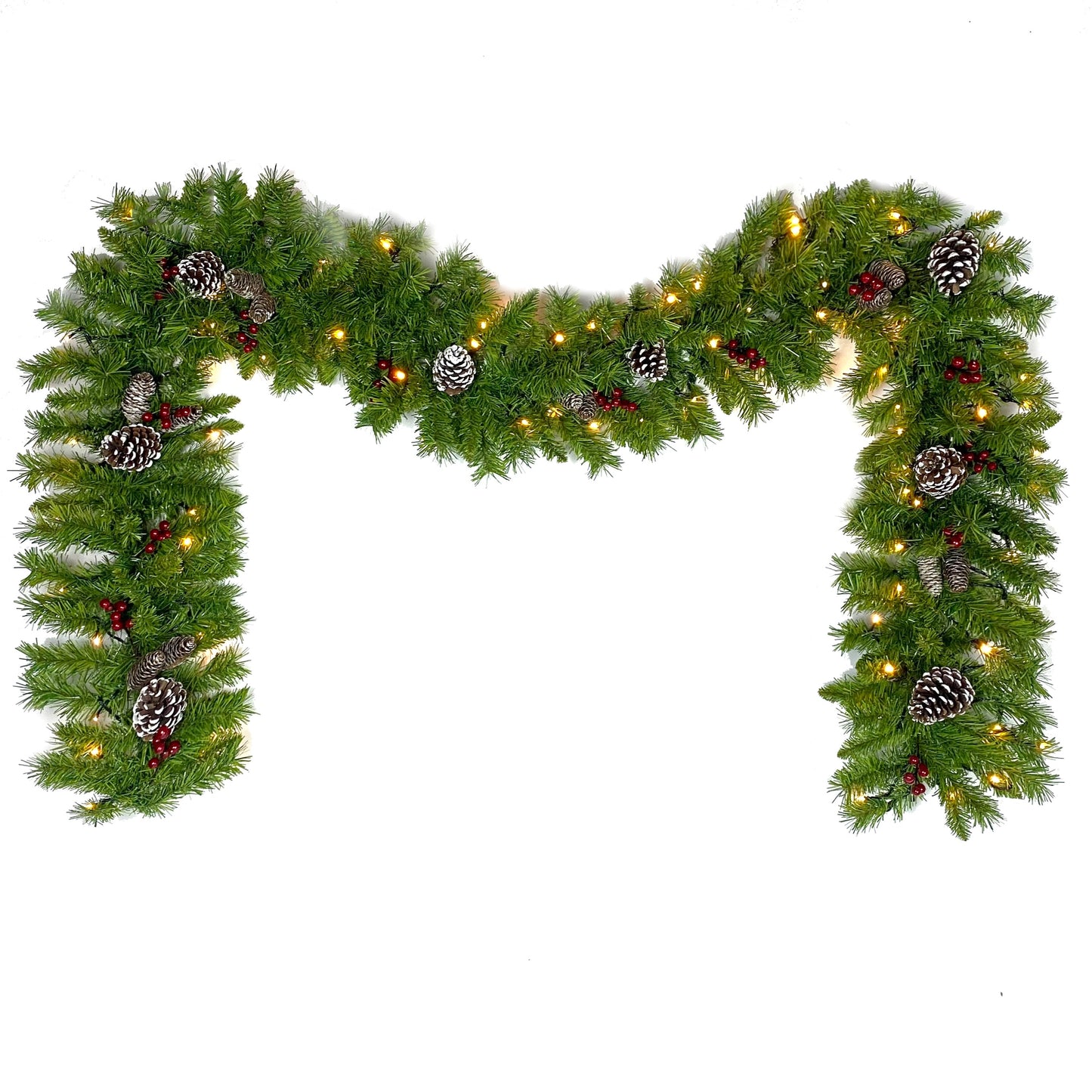 Christmas Tree Artificial Christmas 4-piece Set, including flower wreath, flower wreath, and 2 entrance trees, with LED lights - Korvel