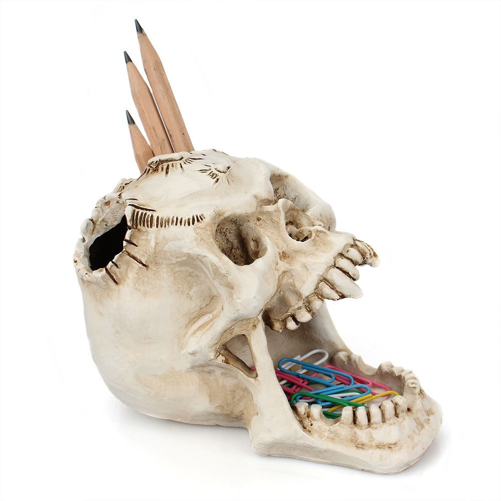 Fang Fang Terror Face Skull Storage Pen Holder Office Desktop - Korvel