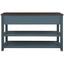 Retro Design Console Table with Two Open Shelves, Pine Solid Wood Frame and Legs for Living Room (Navy) - Korvel